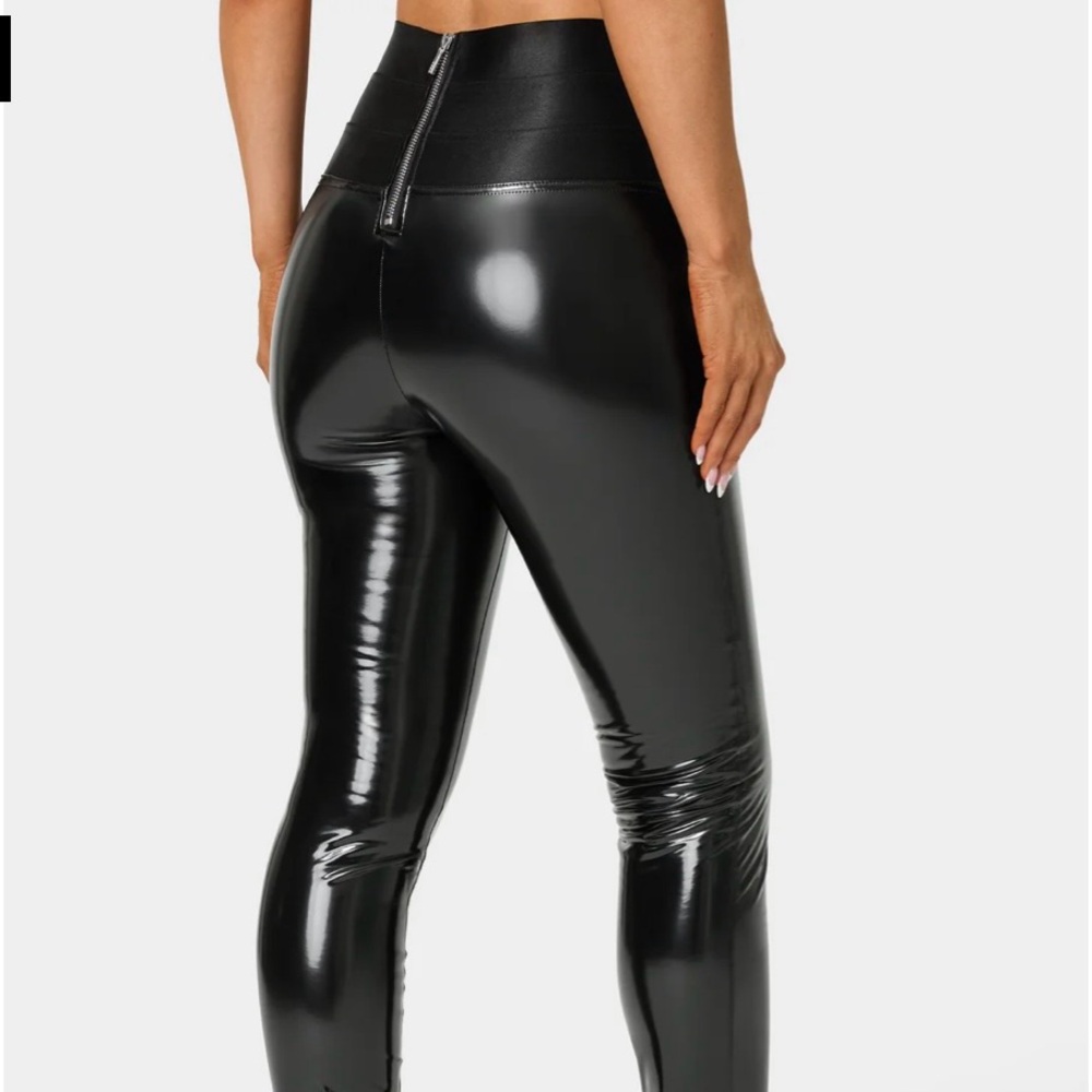 bebe Shiny Black High-Waisted Leggings